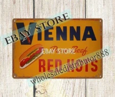 Vienna Red Hots Hot Dog Food pure beef metal tin sign  home kitchen wall art
