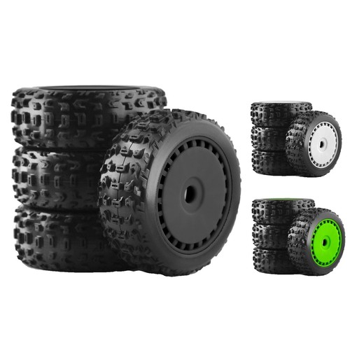 LR-T3251SBC - Louise RC - T-ROCK - 1-8 Truggy Tire Set - Mounted - Soft - Black-Chrome Spoke