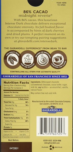 Ghirardelli Intense Dark Midnight Reverie Chocolate Bar, 3.17 Ounce (Pack of 12) - Picture 2 of 4
