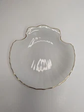 Porcelain Scallop Shell Dish with Gold Trim Made in Japan