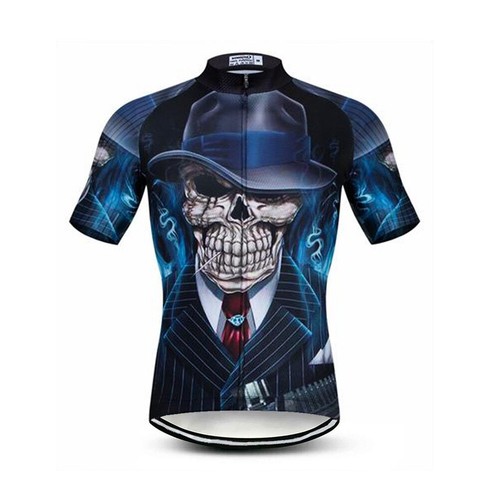 Skull cycling jersey short sleeve men's cycling jersey bicycle shirt road bike jersey - Picture 3 of 15