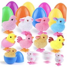 8 Pack Jumbo Easter Eggs Fillers with Wind Up Chicks 8 Pack Large Wind Up Toys