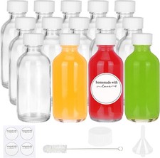 14 Pack Small 2oz Boston Round Glass Bottles 60ml With Lids Funnels And Labels