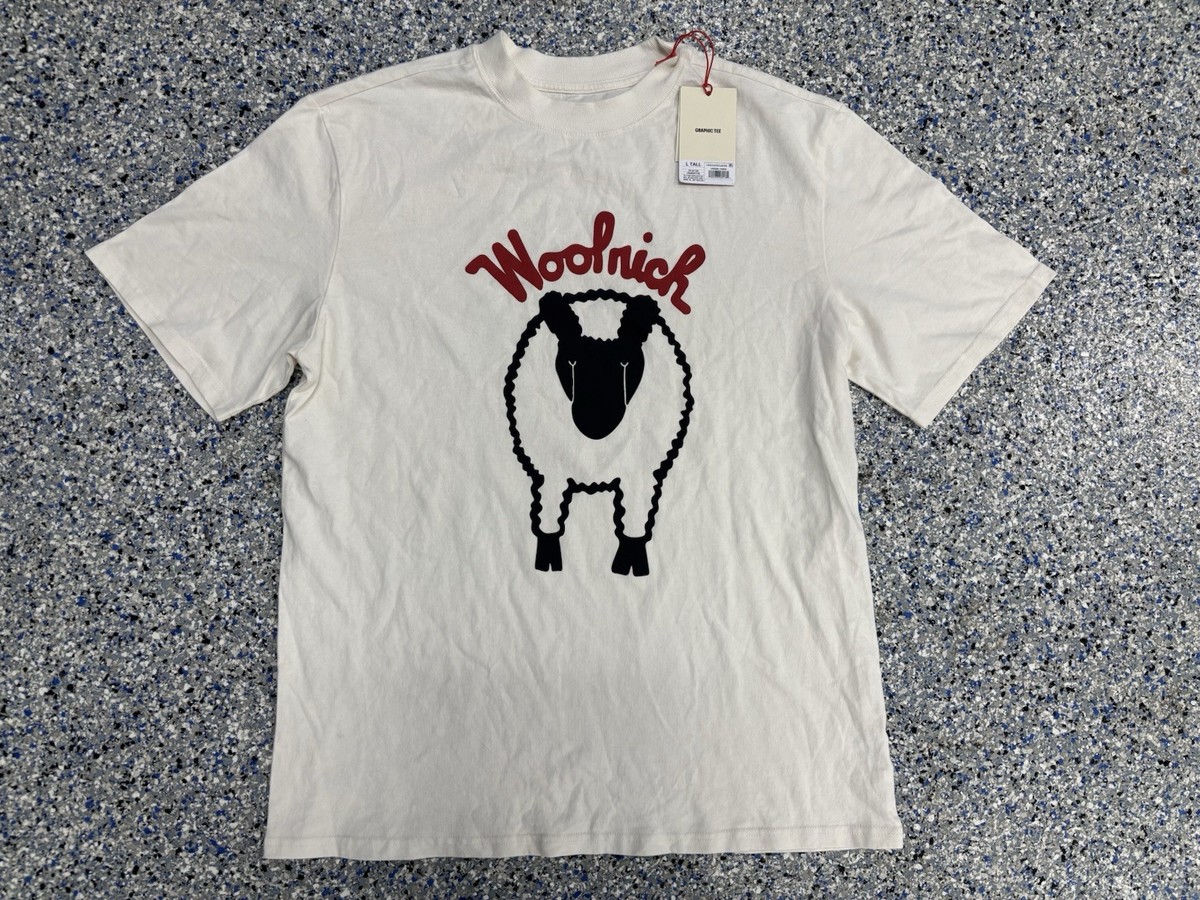 sale ☆ WOOLRICH RUN SHEEP SWEAT SHIRT The Woolrich Adult Sheep Graphic Print Crewneck T-Shirt In Cream