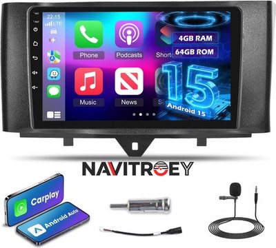 4+64GB For Mercedes-Benz Smart 2011-2015 Android 15 Car Stereo GPS Radio CarPlay