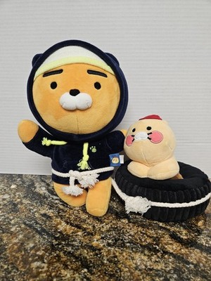 Kakao Friends characters Ryan and Choonsik plush Toys NWOT Choonsik In Tire 