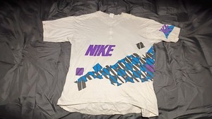VTG 90s Nike Cycling white purple half zip t-shirt Size XL Sportswear Athletic