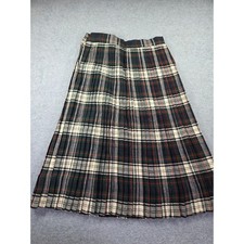 Unbranded Women Plaid Pleated Midi Skirt 26 Green Navy Red Tartan Dark Academia