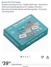 MY LITTLE lambz Wooden Counting Toy Set Ten Frame Montessori Math Blocks