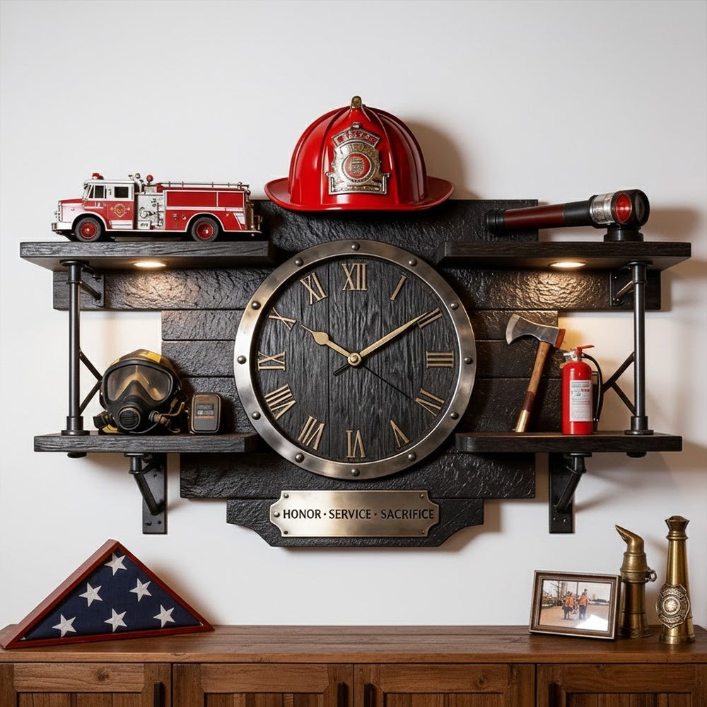 Personalized Gifts For Firefighters Hanging Wall Clock - Fat