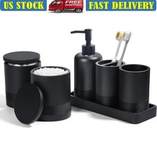 6 Piece Bathroom Accessory Set Soap Dispenser Toothbrush Holder Organizers New