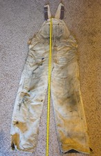 Vintage 90s Carhartt Double Knee Overalls Size 40x32 Canvas USABrown Tan Stained