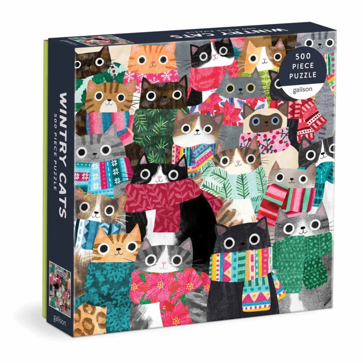 Galison 9780735373693 Wintry Cats Jigsaw Puzzle Multicoloured 500 Pieces | 2022 - Image 4