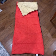Sleeping Bag Red Yellow Nylon Polyester Made in USA 33 x 75 Sleeping Bag Red Yellow Nylon Polyester Made in USA 33 x 75