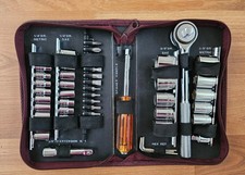 Socket Ratchet Set 50 Piece - Soft Zippered Case Vintage New Condition Taiwan Socket Ratchet Set 50 Piece - Soft Zippered Case Vintage New Condition Taiwan