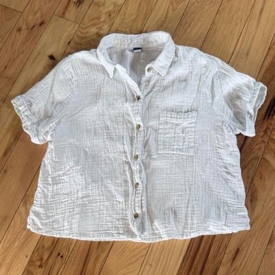 Old Navy White Gauze Button-Up Shirt