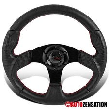 320mm Racing Steering Wheel 6 Hole Lug Bolt Black Leather Red Stitches 320mm Racing Steering Wheel 6 Hole Lug Bolt Black Leather Red Stitches