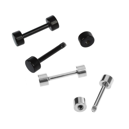 1 Par de Pendientes Barbell Titanio Acero Acero 3mm Negro P3B81508 Para Hombre - Imagen 4 de 4