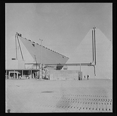 540 by 100 feet, Las Vegas, Nevada. Two peat storage buildings, on the Basic