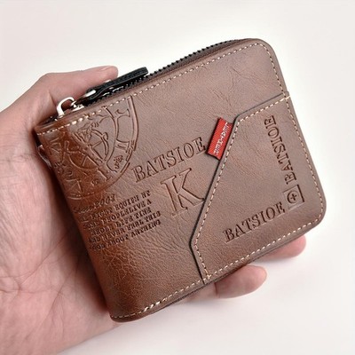 Men's Wallet Made of Pu Wax Oil Skin Purse for Men Coin Purse Short Male Card