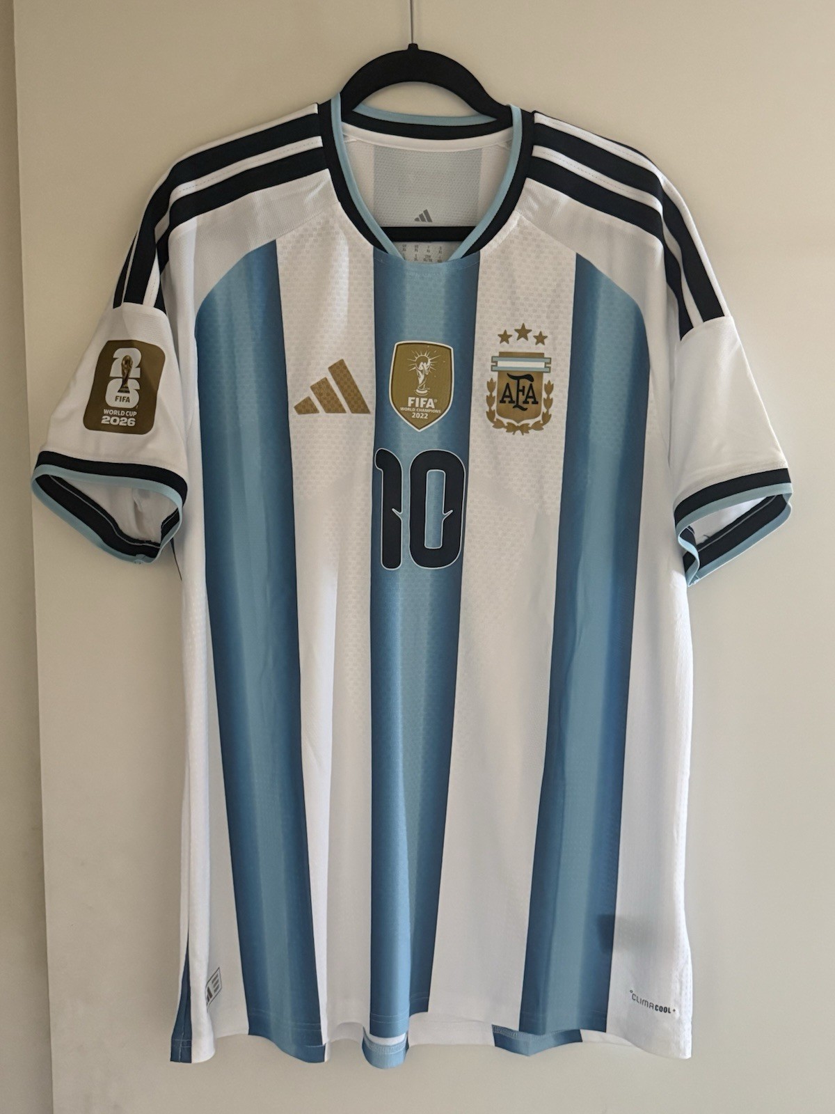 Argentina 2026 Adidas Authentic Home Soccer Jersey Shirt WC Badge Messi #10 XL