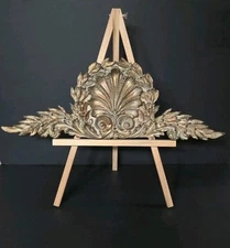 Ornate Door Topper 22" Long Gold Gilt Distressed Window/Mirror Plaque Pediment