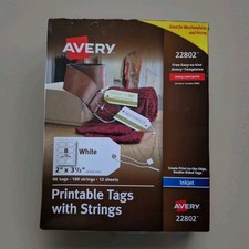 Avery Printable Rectangular Tags with Strings, 2 x 3 1/2, White, 96/Pack