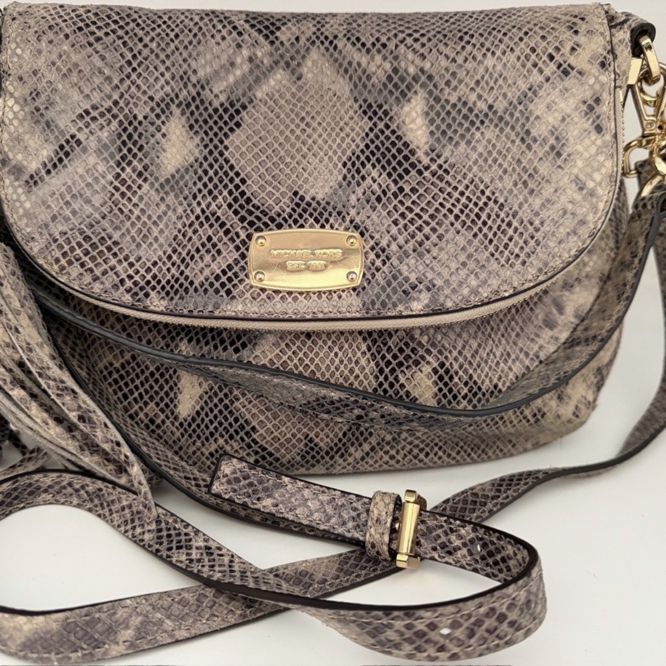 Michael Kors Bedford Python-Embossed Leather Cros… - image 3
