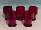 Set of 5 Vintage Anchor Hocking Ruby Red Glass Georgian Tumblers 5"🔴 NICE