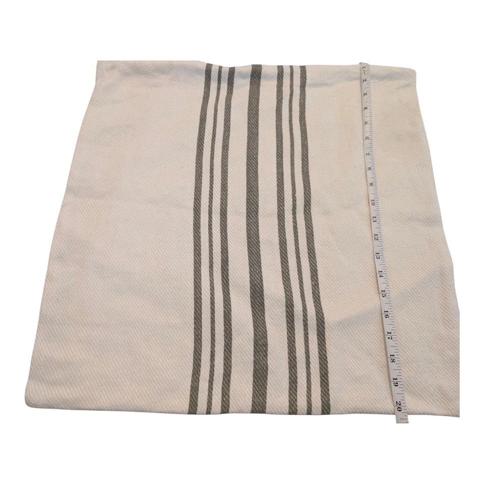 (2) Funda de almohada Pottery Barn Farmhouse de lino a rayas de doble cara de 20 pulgadas x 20 pulgadas cuadradas Foto 4 de 4