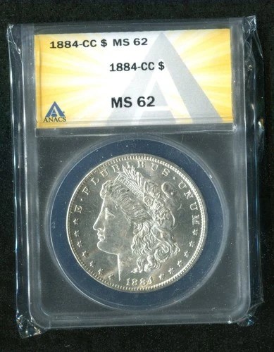 1884-CC Morgan Silver Dollar ANACS Graded MS62  Better than Grade!