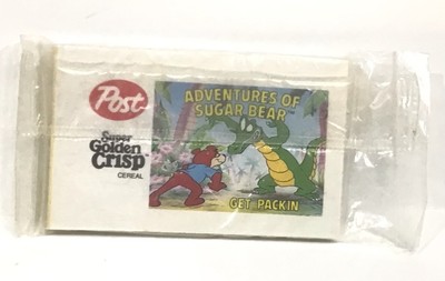 1989 Post Cereal Super Golden Crisp Flip Book Prize Get Packin Sugar Bear SEALED
