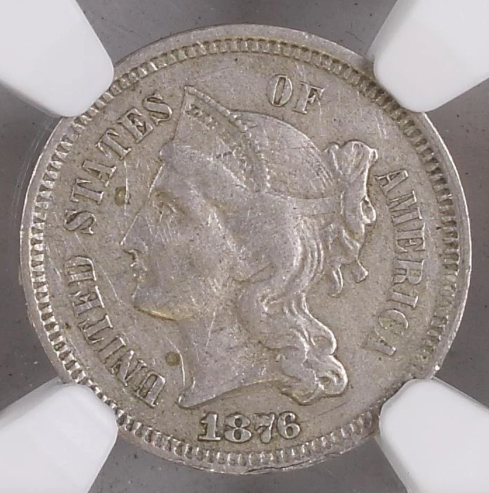 ✯ EXTREMELY RARE KEY DATE - 1876 3CN Three Cent Nickel NGC (NO CAC) XF+++ ✯ - Image 2 of 4