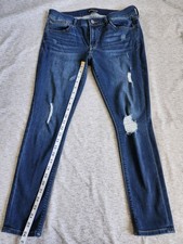 EXPRESS Super Soft Ankle Legging Jeans Women's Size 10 Blue Mid Rise Distressed