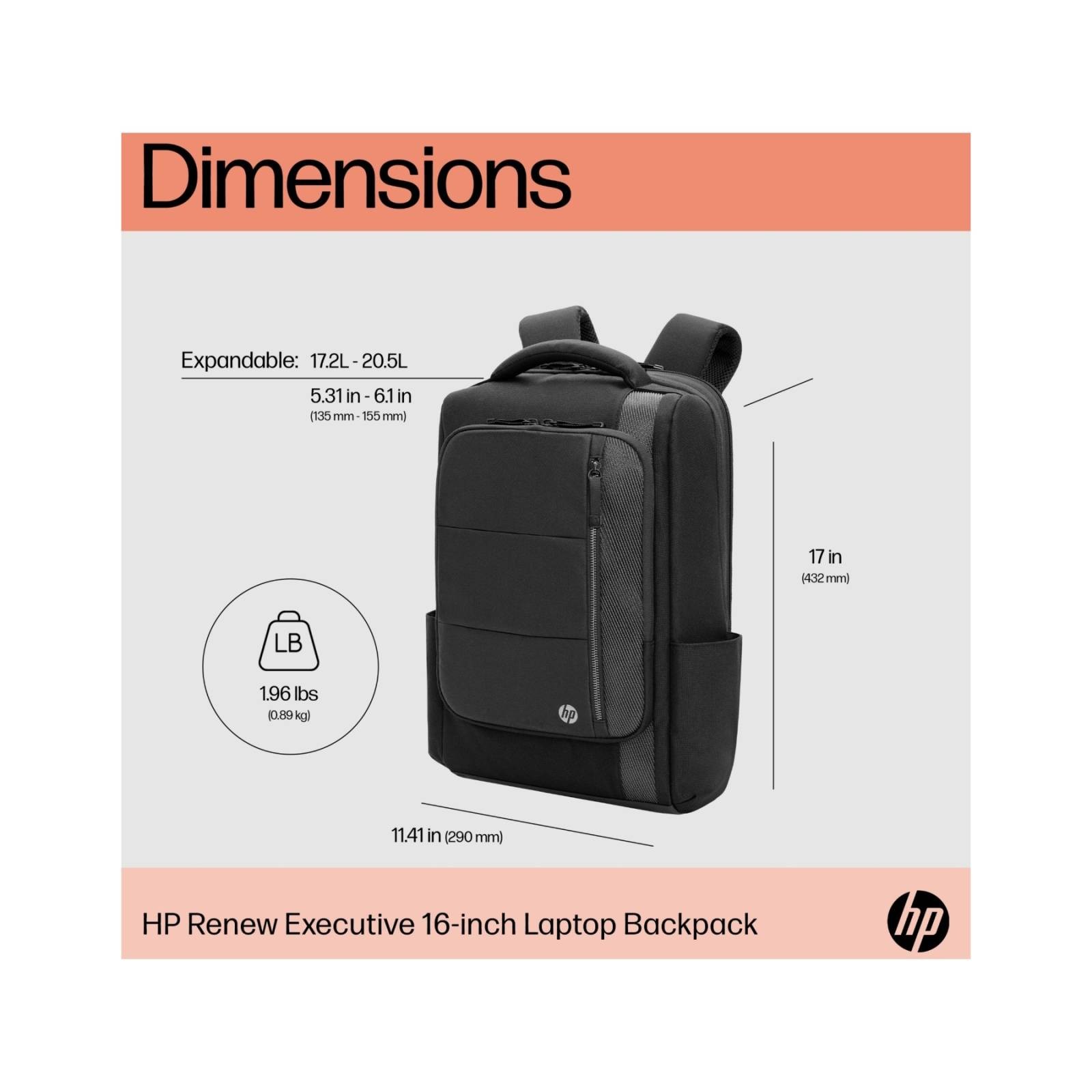 HP Renew Executive 16 Inch Laptop Backpack (6B8Y1AA)