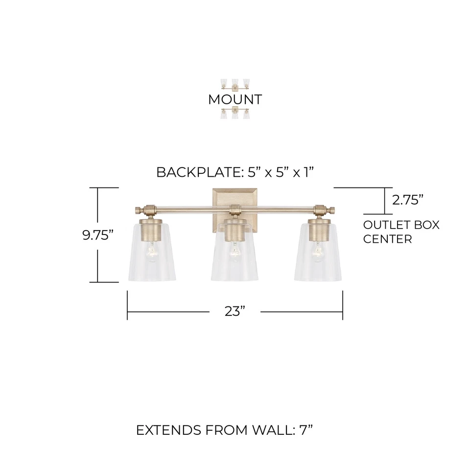 Capital Lighting 144831-523 Breigh 3 Light 23"W Bathroom Vanity - Brushed - Image 2 of 4