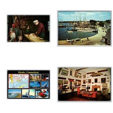 Lot of 4 Vintage Mystic Seaport Postcards Connecticut Village Interior Island