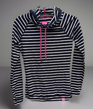 Joules Marlston Hoodie Sweatshirt Womens US 4 Navy Blue White Striped VG