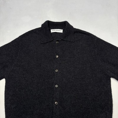 Our Legacy Evening Polo Wool Alpaca Cardigan Sweater Men's Our Legacy Evening Polo Wool Alpaca Cardigan Sweater Men's