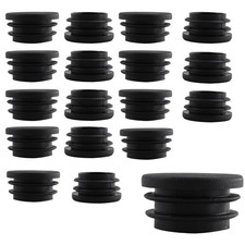 20Pcs 32mm 1-1/4Inch Round Plastic Plug, Pipe Tubing End Cap, Black Furniture F