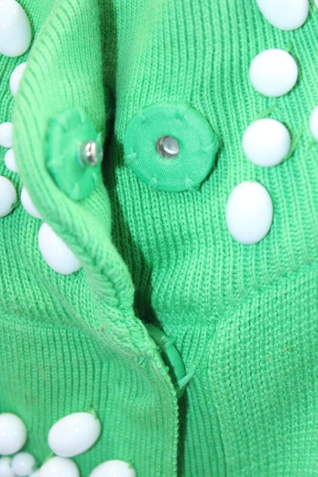 Cárdigan Milly para mujer tejido de algodón con cuentas con botones verde más dulce talla M Foto 4 de 4