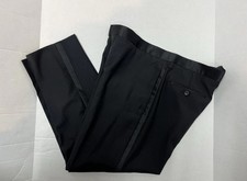 Pronto Uomo Men  s 36 Short Black Satin Stripe Tuxedo Pants Flat Front