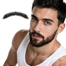 Oldsion Realistic Mustache Human Hair, Handmade Fake Beards with Invisible So...