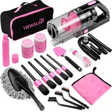 17pcs Car Cleaning Kit Pink Car Interior Detailing Kit With High Power Handheld