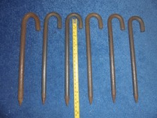 British Army - 25cm Tent / cam net pegs heavy duty steel. x 6. Army tent pegs.