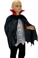 KINDER VAMPIR KOSTÜM / Oberteil & Schwarzer Stehkragen Umhang Halloween Karneval