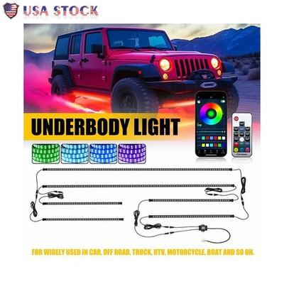 6PCS Double Row RGB Dream LED Underglow Strips Lights Kit App + Remote Control