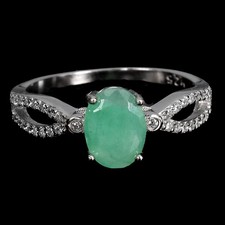 925 Sterling Silver Ring Oval Emerald 8x6mm Natural Gemstone Jewelry Size 7