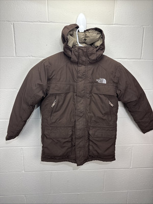 North Face McMurdo Down Parka Jacket Brown Boys Large HyVent Heavy Thick Zip