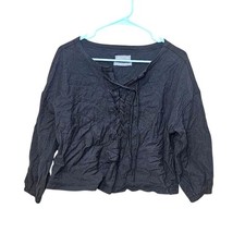 Urban Outfitters Size MEdium M Peasant Top Black Tie Top Blouse Tunic Oversized
